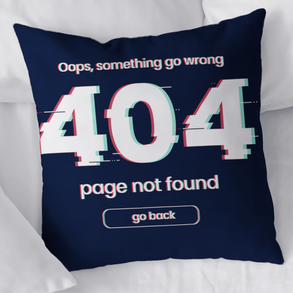 404 Error Glitch Design Decorative pillow cover