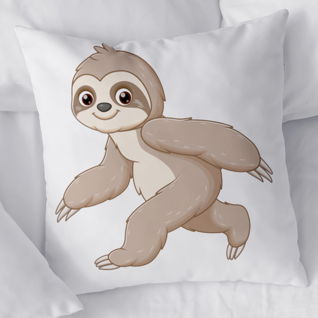 Cute Joyful Walking Sloth Decorative pillow cover