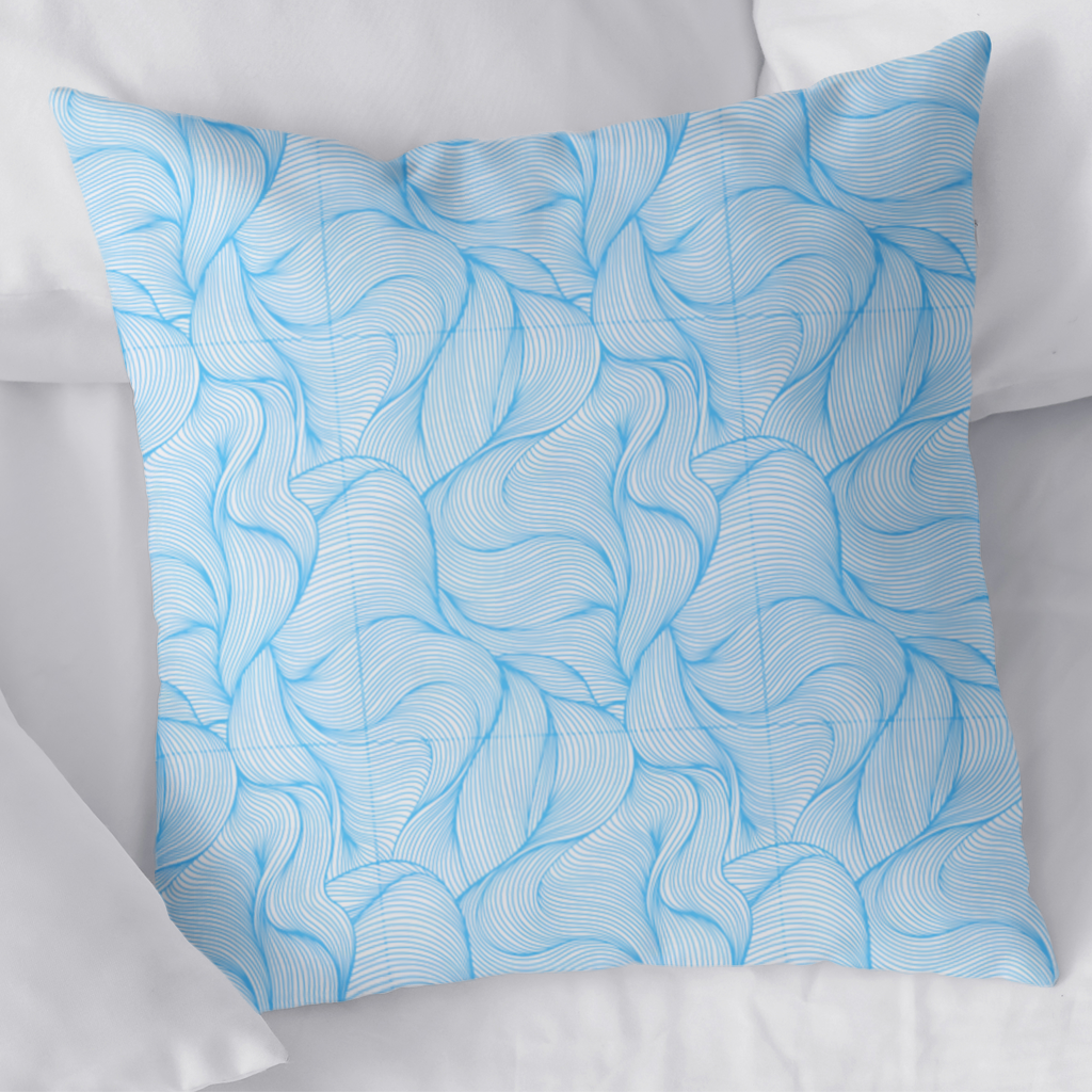 Blue Wavy Linear Abstract Pattern Decorative pillow cover