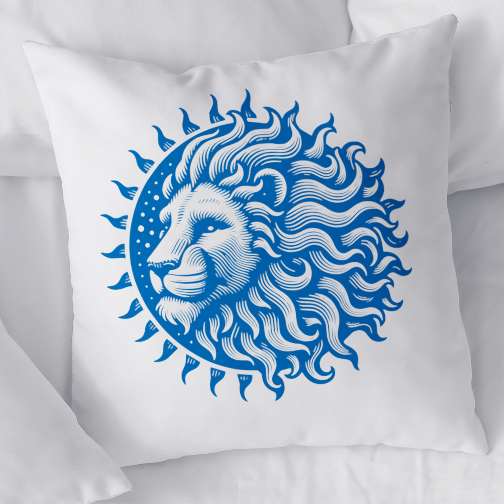 Leo Zodiac Sun and Moon Blue Motif Decorative pillow cover