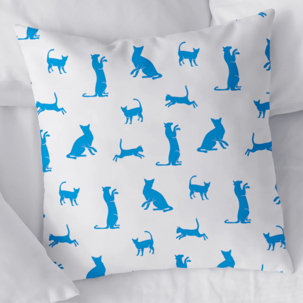 Blue Cat Silhouettes Seamless Pattern Decorative pillow cover