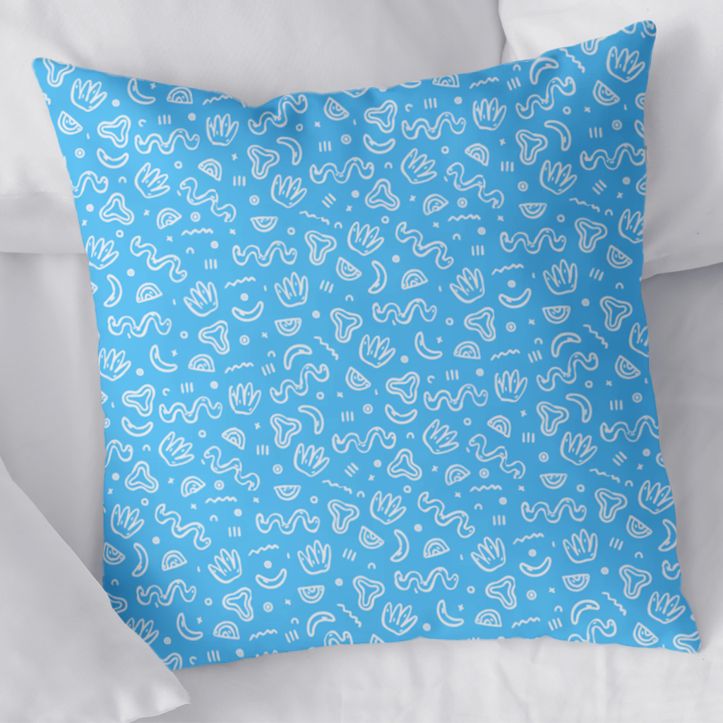 Blue Abstract Doodle Decorative pillow cover