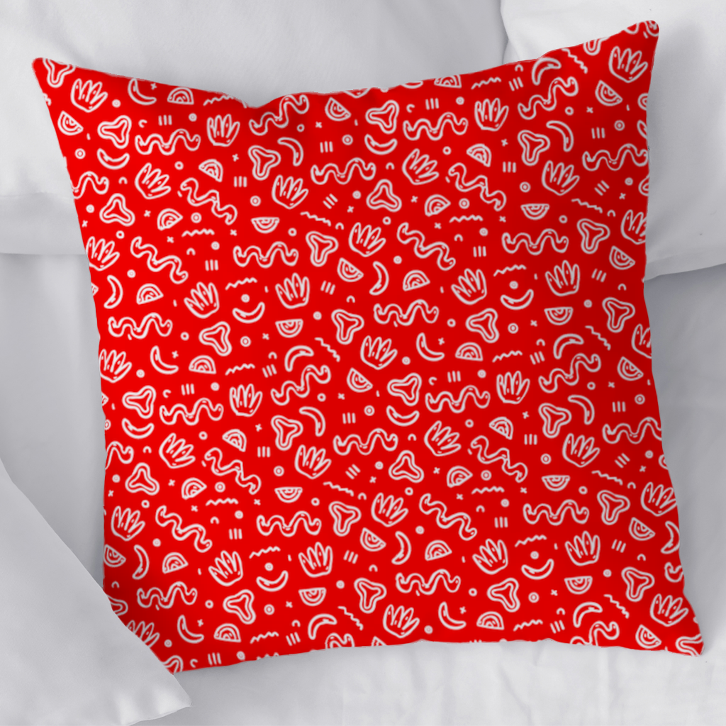 Red Abstract Doodle Decorative pillow cover