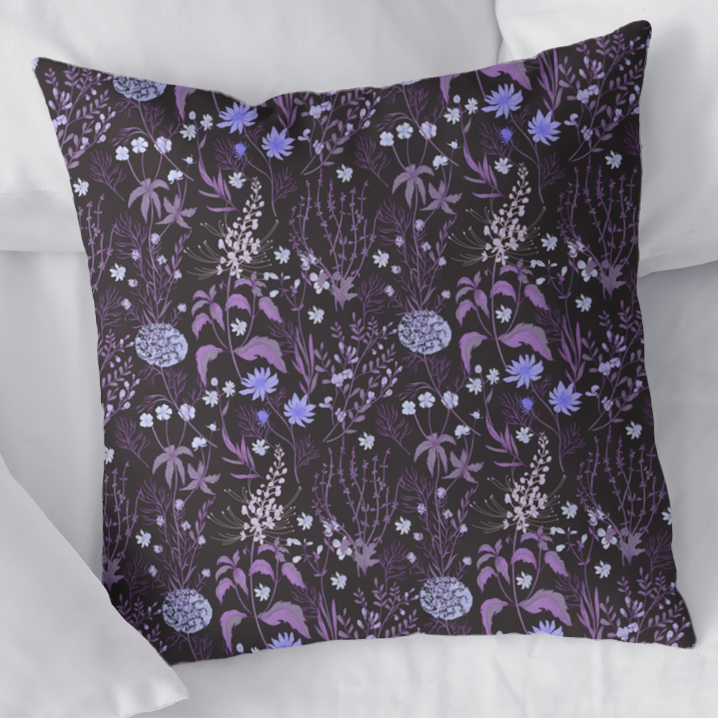 Purple Gothic Botanical Decorative pillow cover