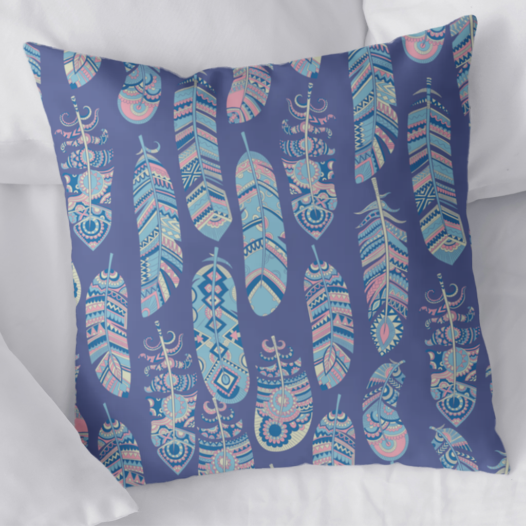 Boho Tribal Feather Decorative pillow cover