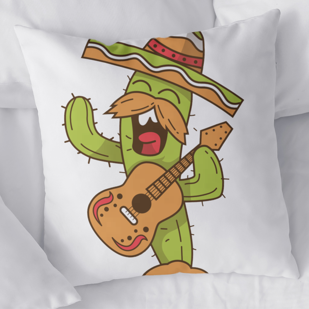 Mariachi Cactus Playing Guitar Decorative pillow cover