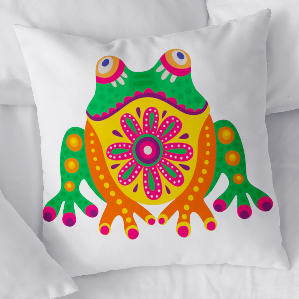 Mexican Alebrije Frog Decorative pillow cover