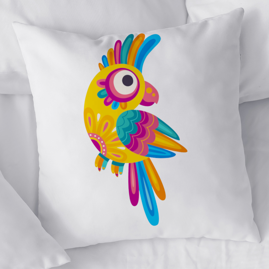 Vibrant Tropical Parrot Folk Decorative pillow cover