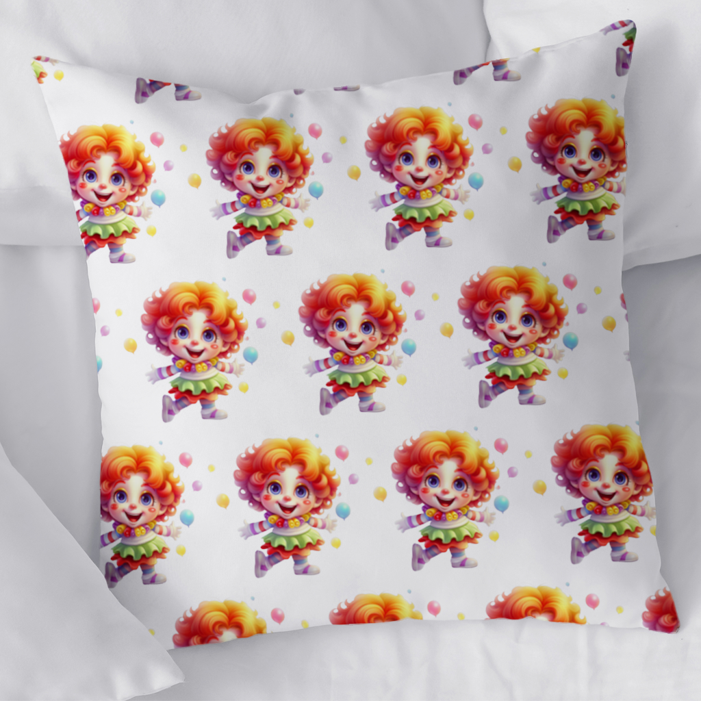 Cute Rainbow Hair Happy Clown Decorative pillow cover