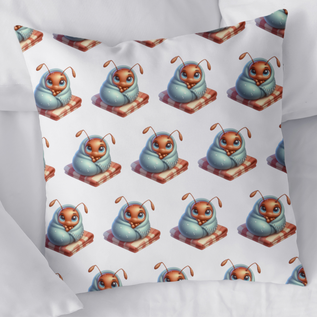 Kawaii Baby Ant Wrapped in Blanket Decorative pillow cover