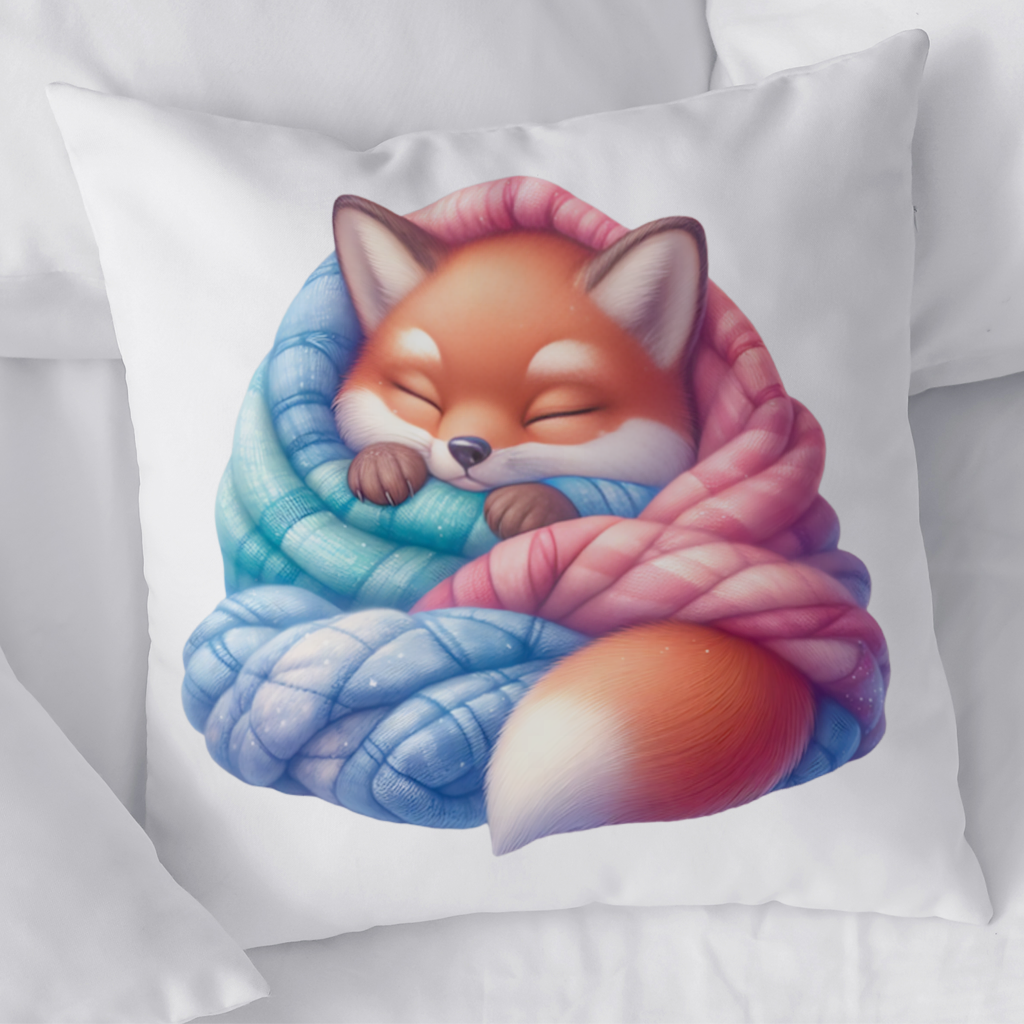 Sleeping Fox Knitted Blanket Decorative pillow cover