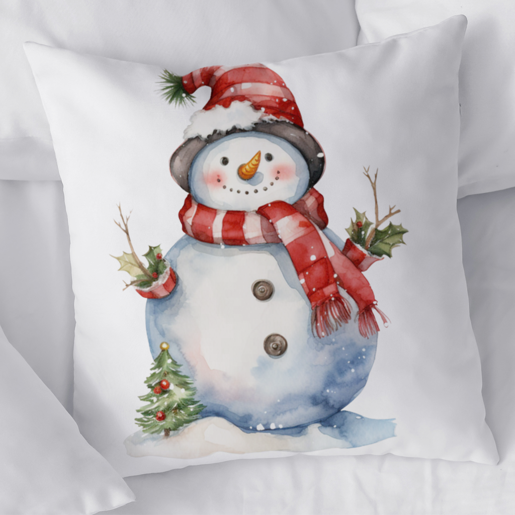 Whimsical Red Snowman Decorative pillow cover