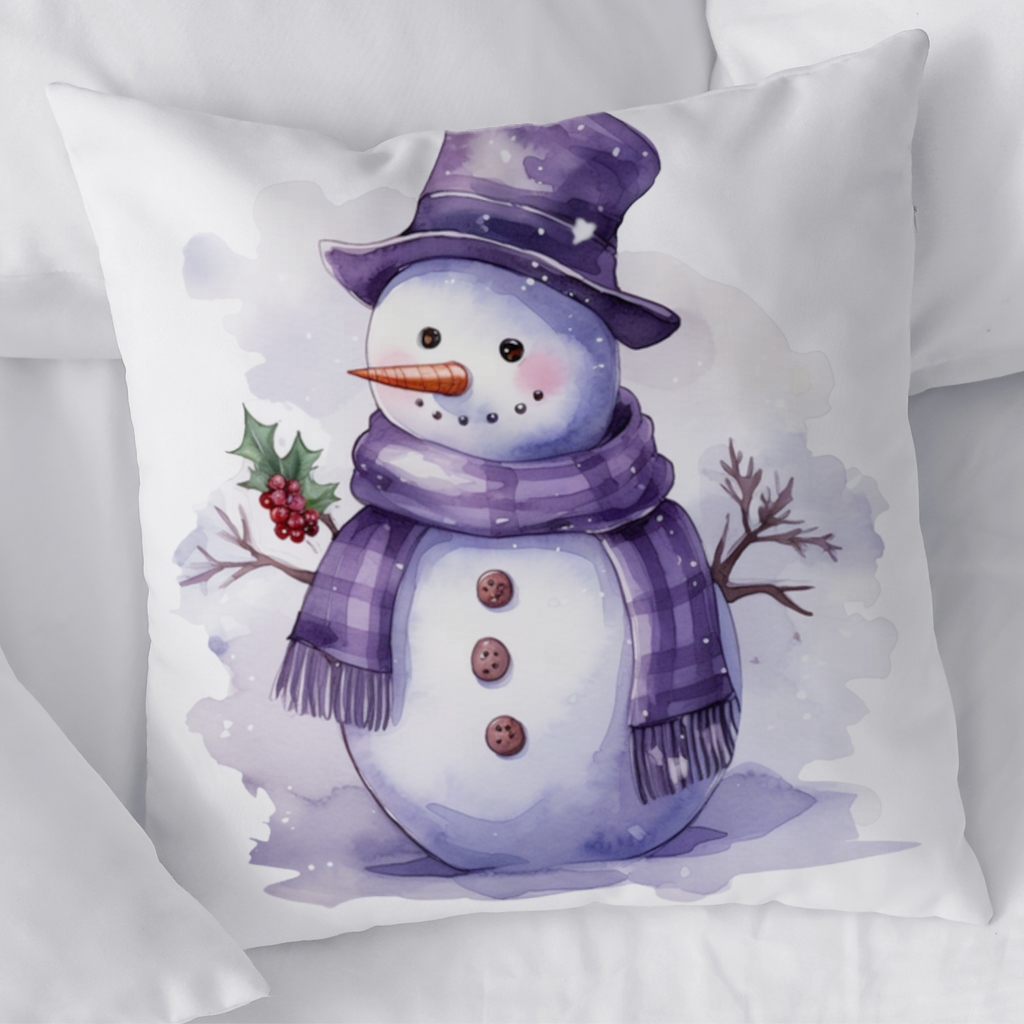 Whimsical Purple Snowman Decorative pillow cover