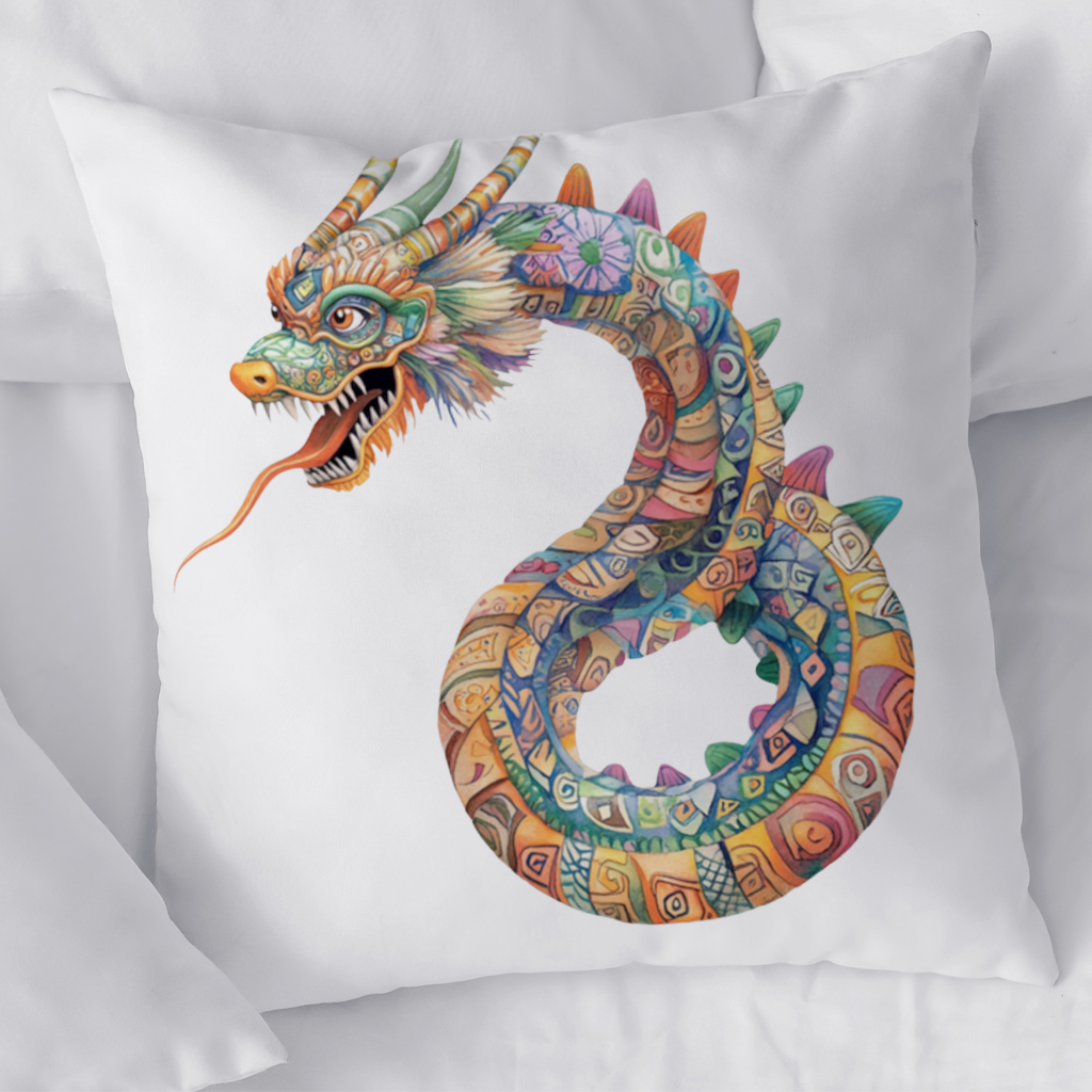 Colorful Mosaic Chinese Dragon Decorative pillow cover