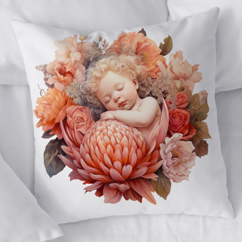 Ethereal Cottagecore Sleeping Baby Decorative pillow cover