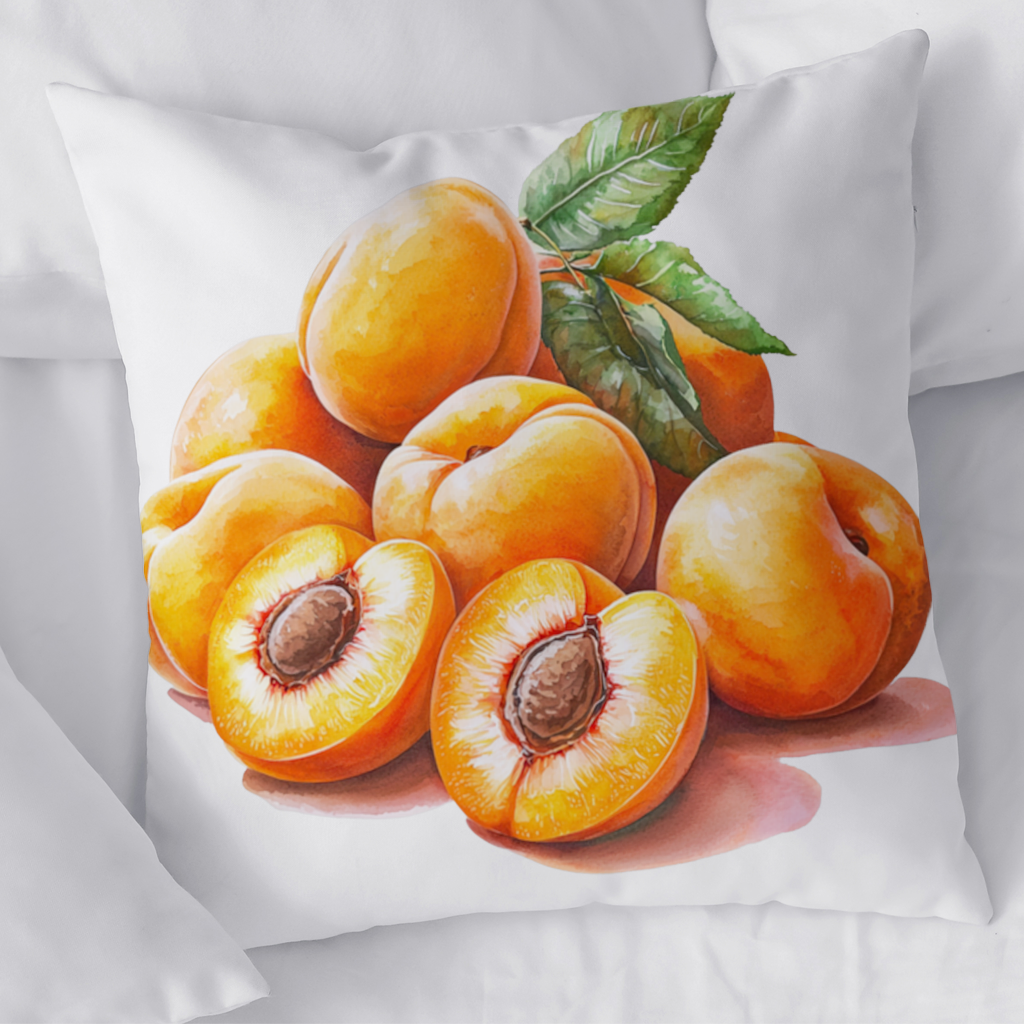 Watercolor Apricot and Leaves Decorative pillow cover
