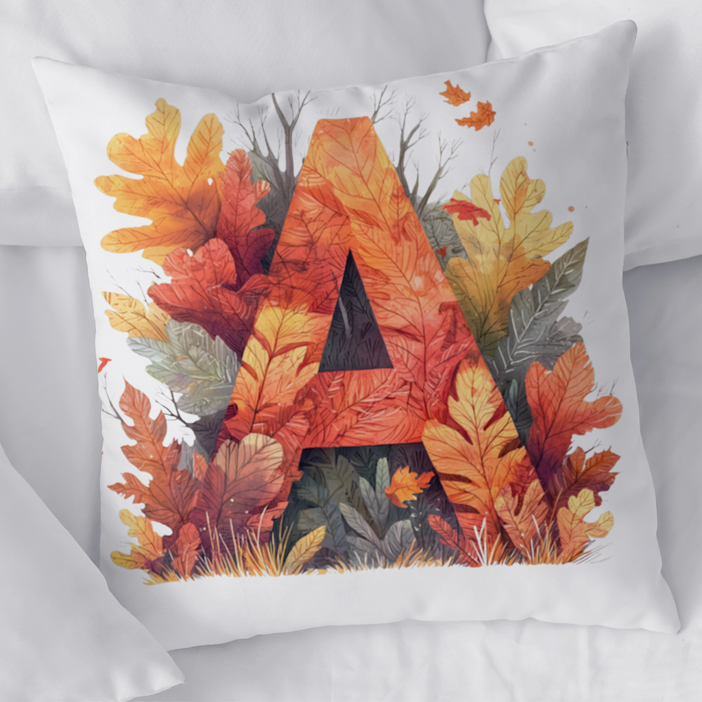 Autumn Leaf Letter A Monogram Decorative pillow cover