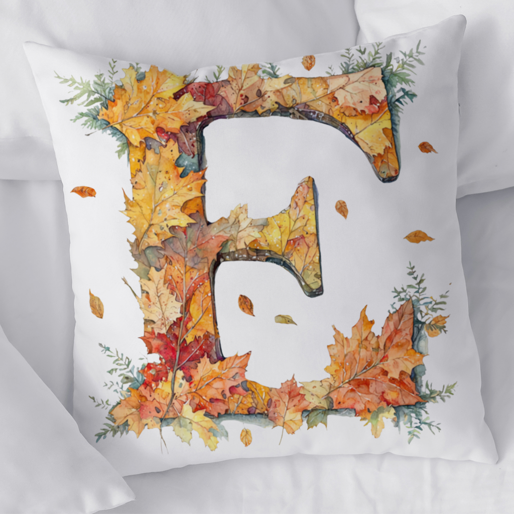 Autumn Maple Leaf Letter E Decorative pillow cover
