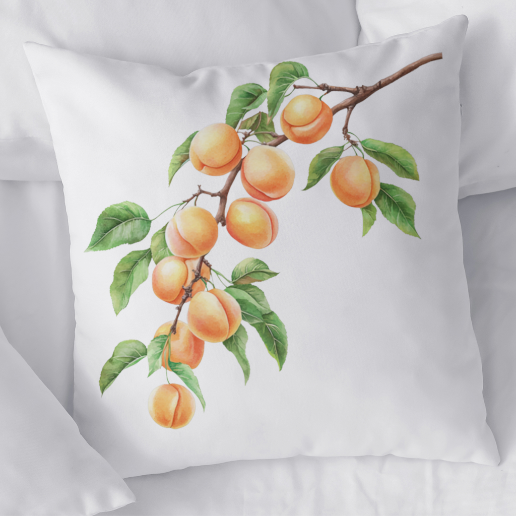 Ripe Orange Apricot Fruit Branch Decorative pillow cover