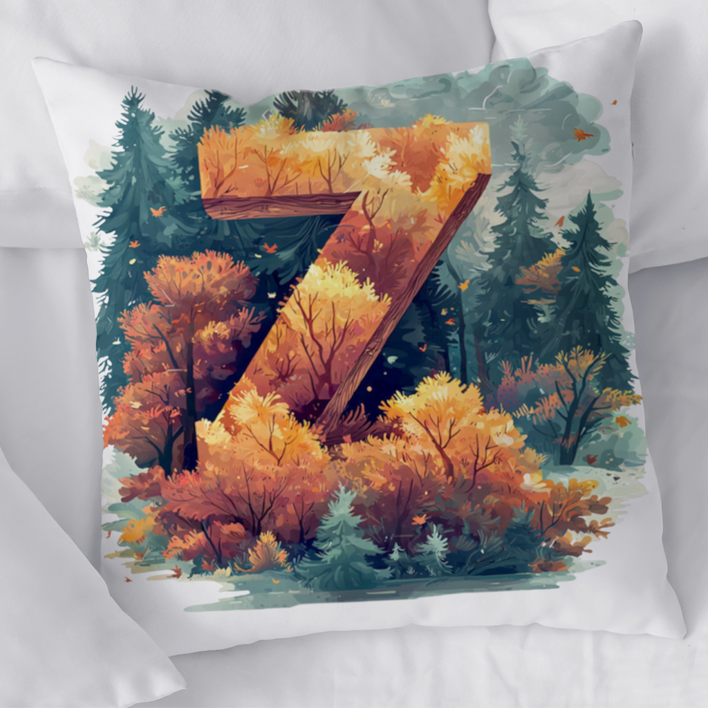 Autumn Leaf Forest Letter Z Decorative pillow cover
