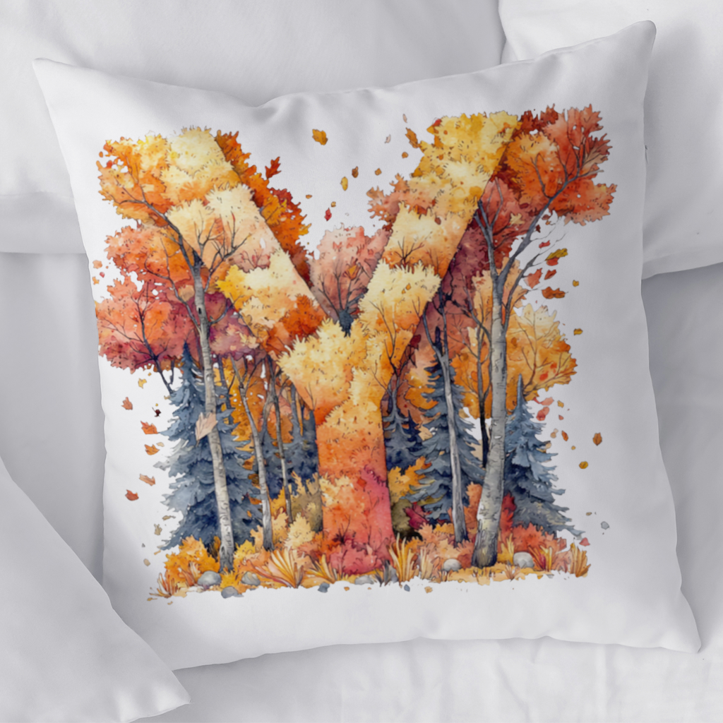 Autumn Forest Letter Y Decorative pillow cover