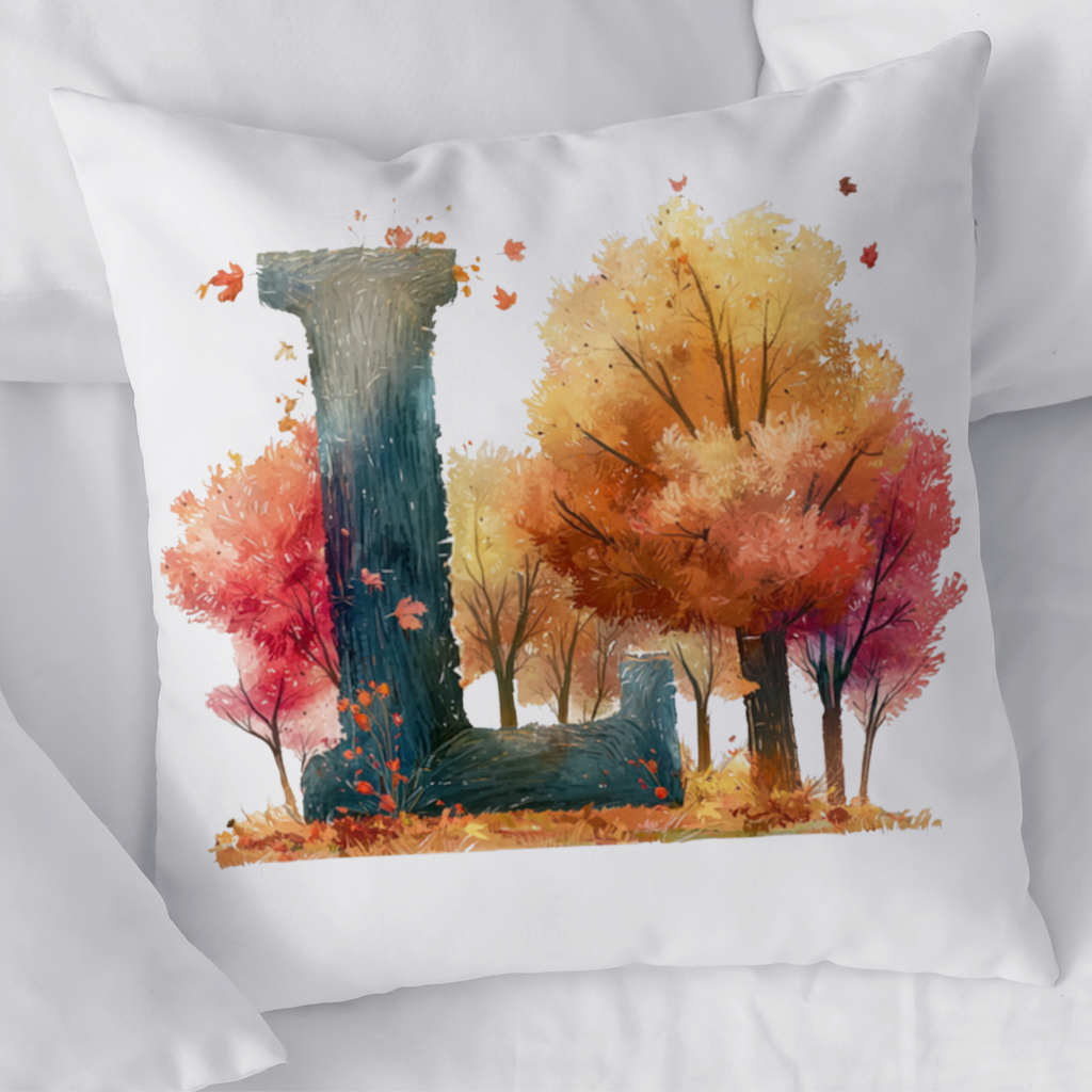 Autumn Forest Letter L Decorative pillow cover