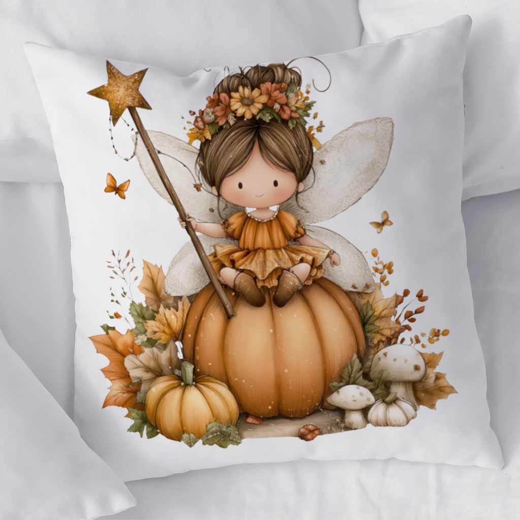 Whimsical Autumn Pumpkin Fairy Decorative pillow cover