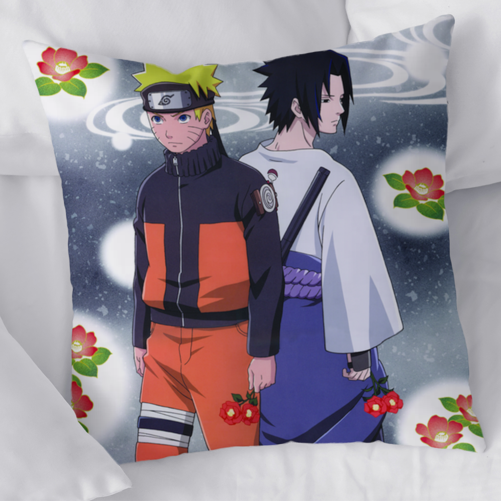 Two Rival Warriors with Red Camellias Decorative pillow cover