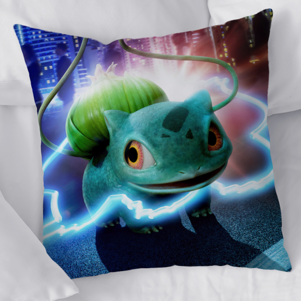 Glowing Neon Creature in Night City Decorative pillow cover