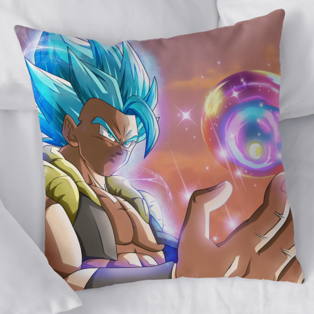 Blue Haired Warrior with Energy Orb Decorative pillow cover