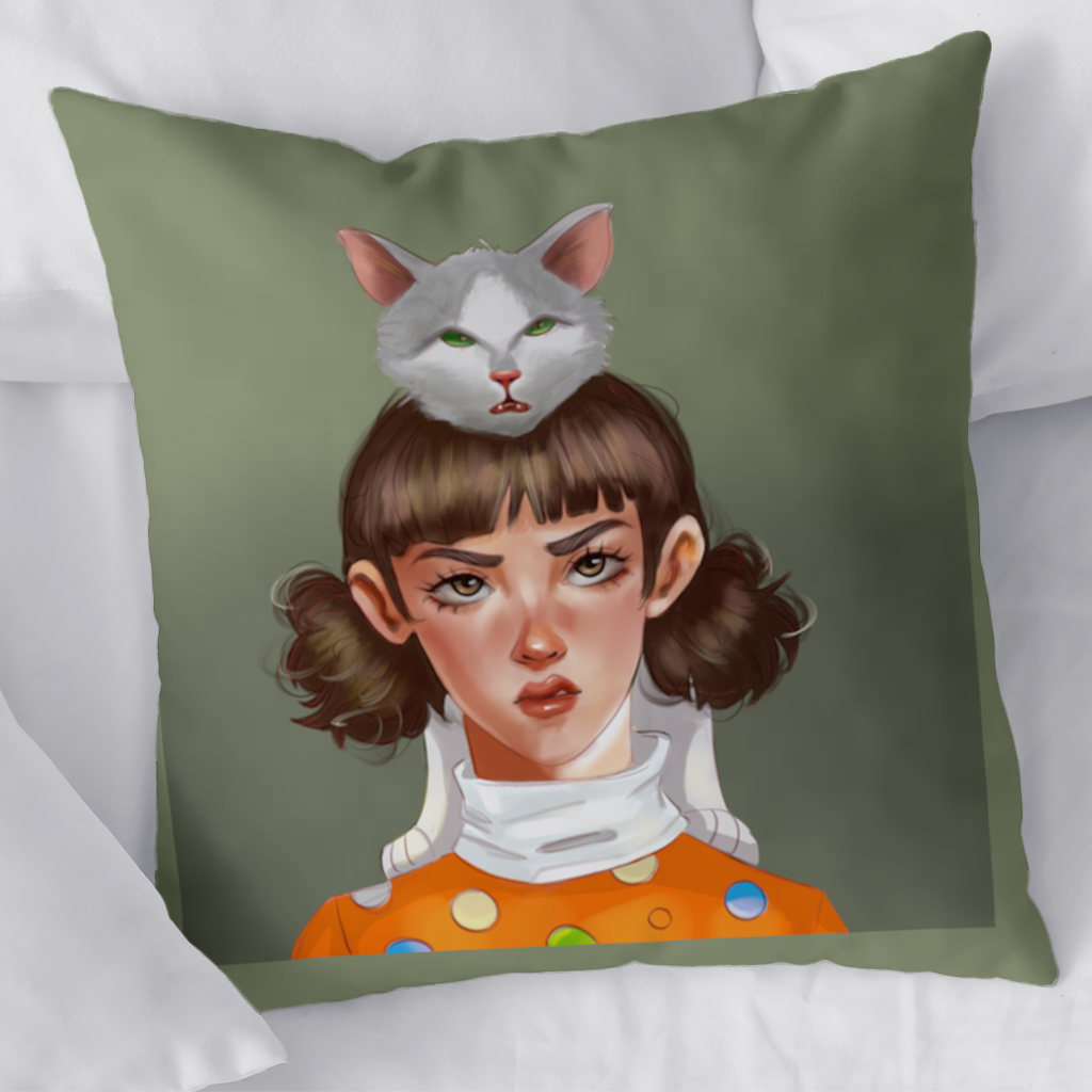 Mood Kedi ve Ben Dokunma Telefonuma! Dekoratif Kırlent Kılıfı