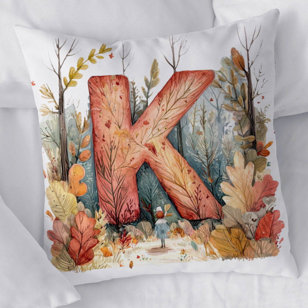 Autumn Forest Letter K Decorative pillow cover