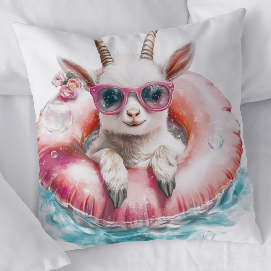 Baby Goat in Pink Pool Ring 