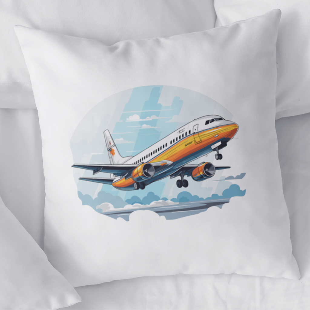 Retro Orange Commercial Airplane Decorative pillow cover