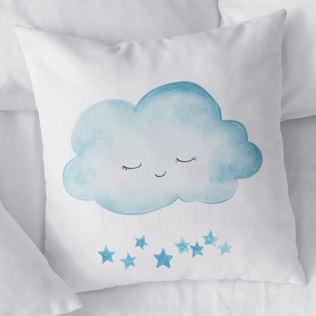 Watercolor Sleepy Cloud and Blue Stars