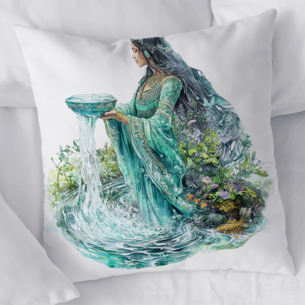 Efsunlu Su Tanrıçası Dekoratif Kırlent Kılıfı