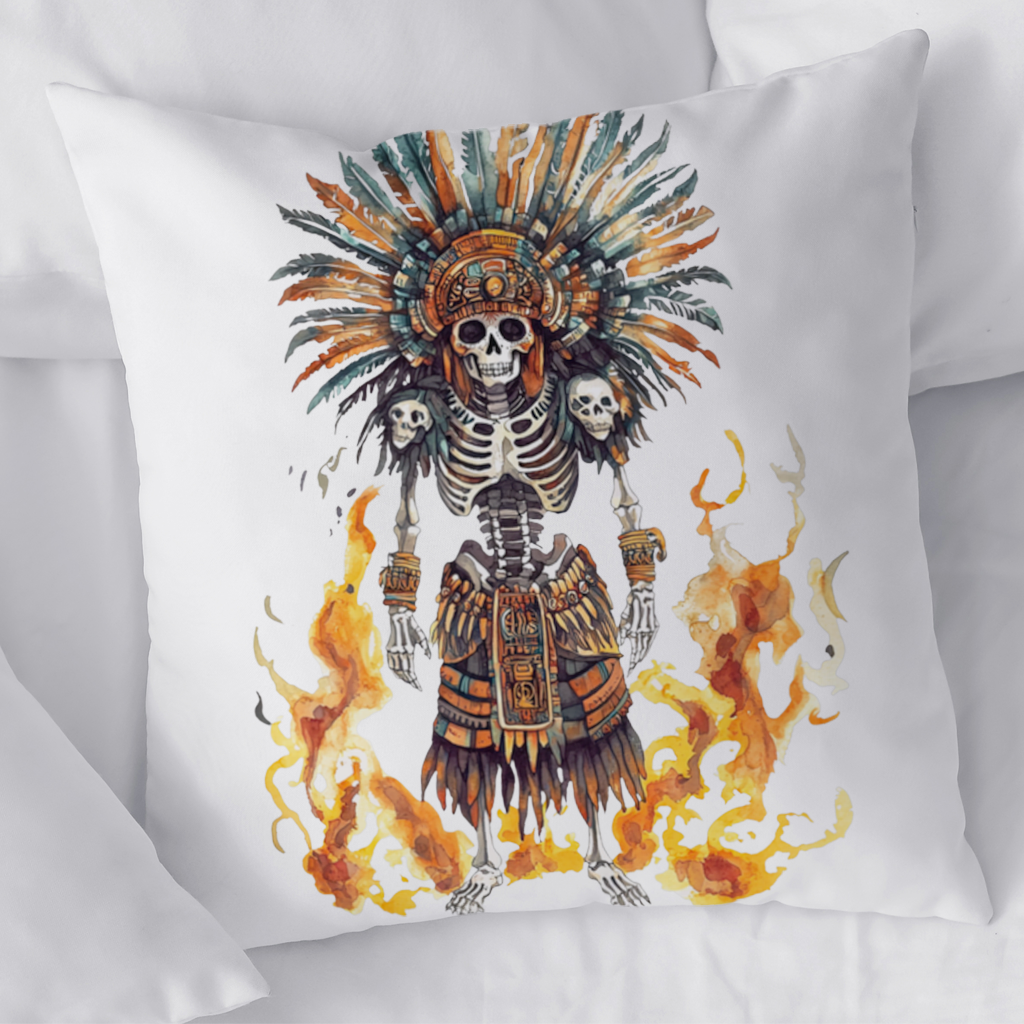 Aztek İskelet Savaşçı Dekoratif Kırlent Kılıfı