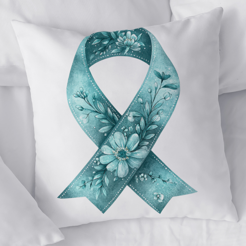 Floral Teal Awareness Ribbon 