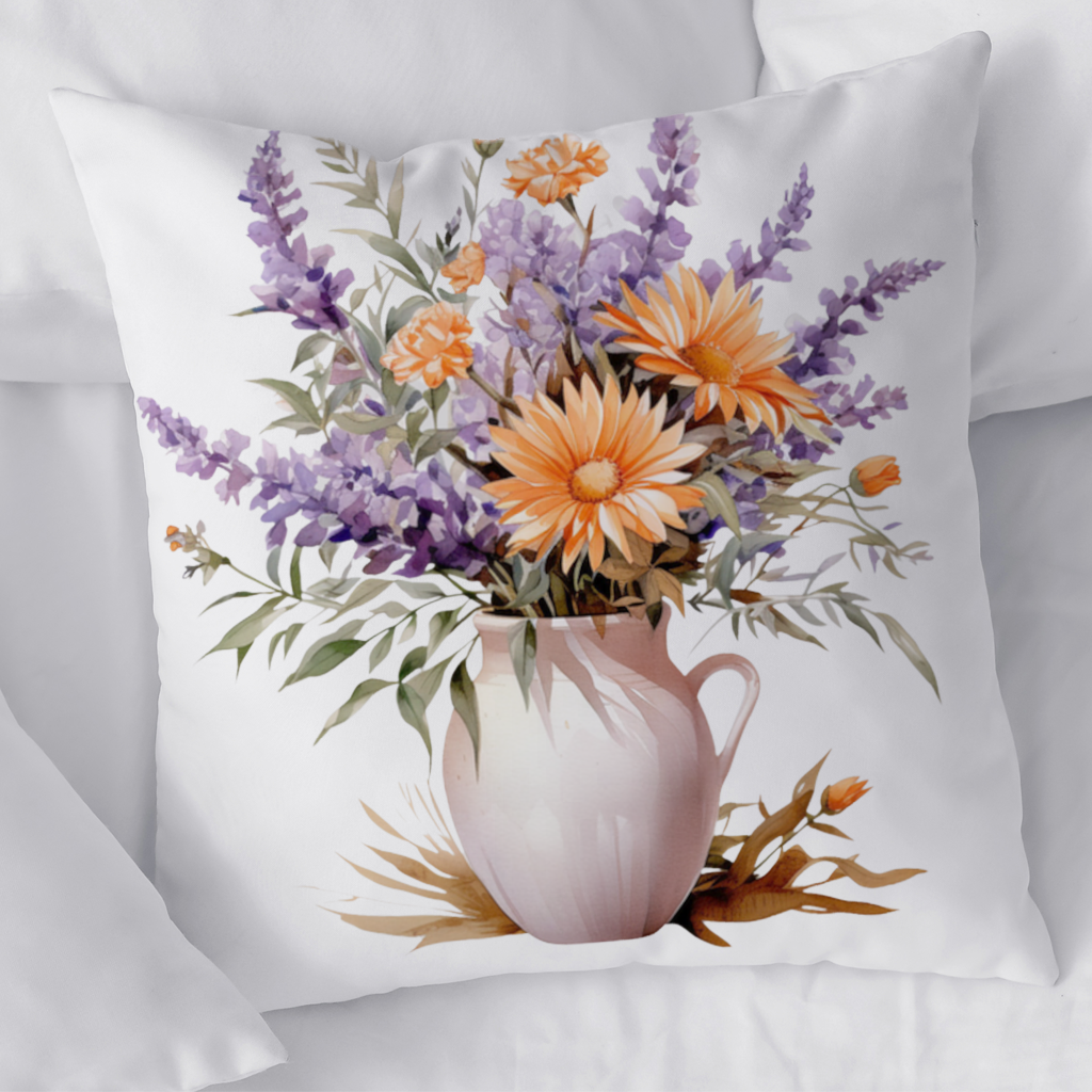 Cottagecore Wildflower Pitcher Decorative pillow cover