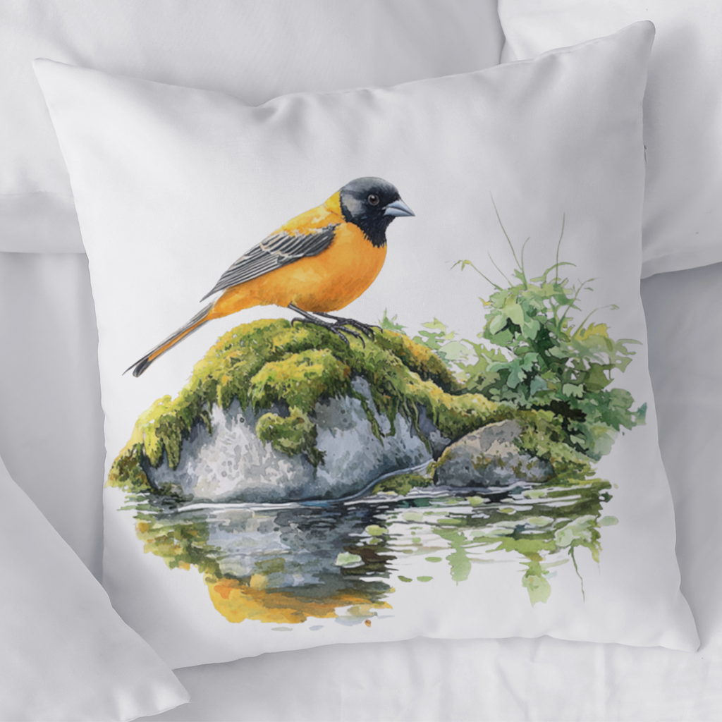 Orange Baltimore Oriole Bird Decorative pillow cover