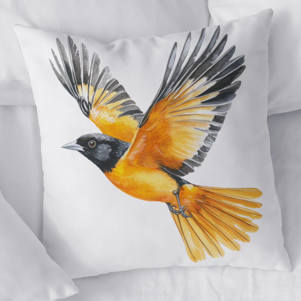 Watercolor Baltimore Oriole Decorative pillow cover