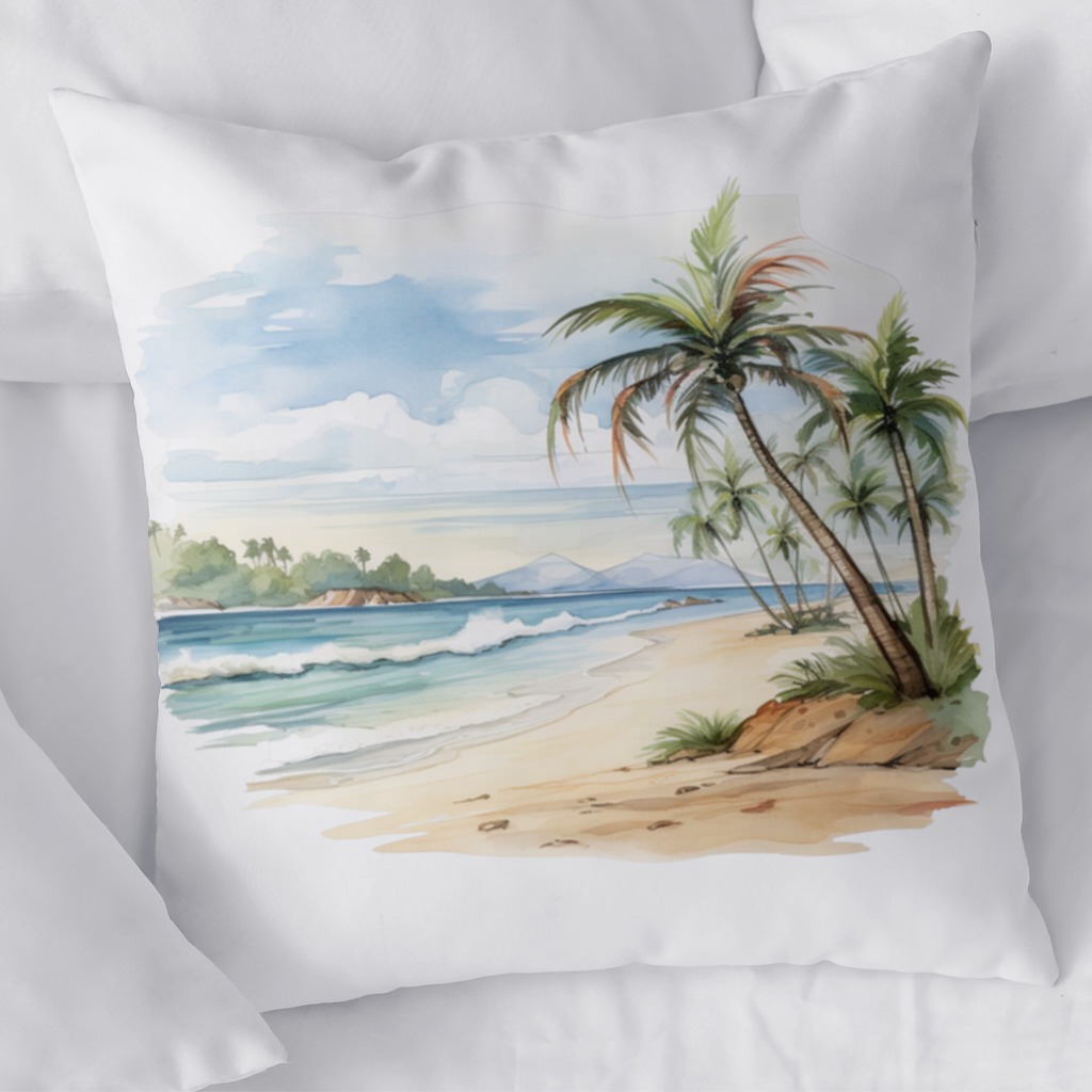 Tropical Palm Tree Beach Decorative pillow cover