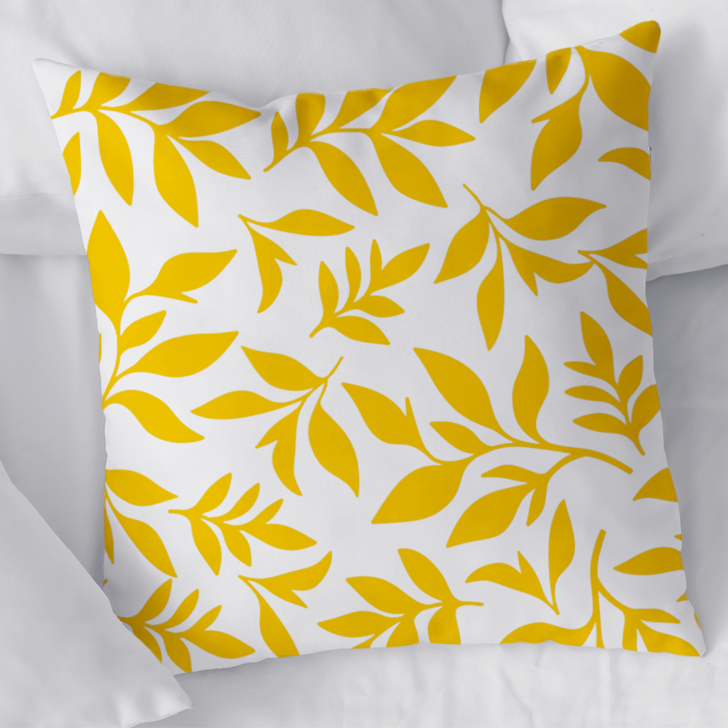 Mustard Yellow Botanical Leaves Decorative pillow cover