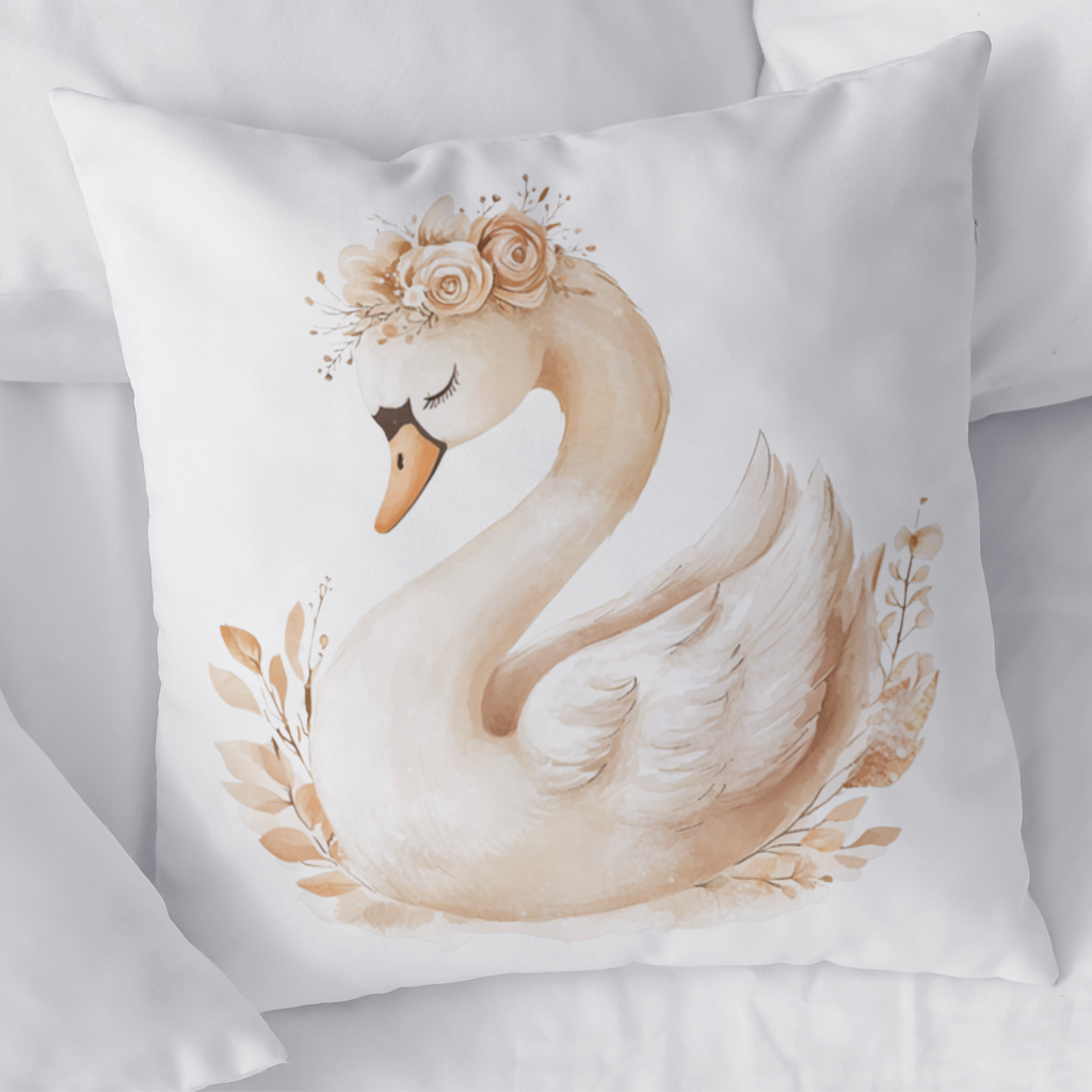 Elegant Floral Crown Boho Swan Decorative pillow cover