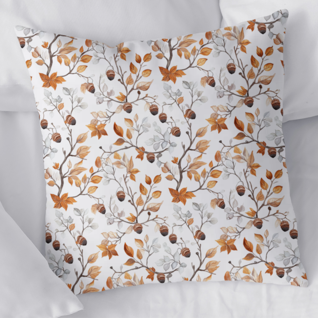 Watercolor Fall Acorns and Leaves Decorative pillow cover