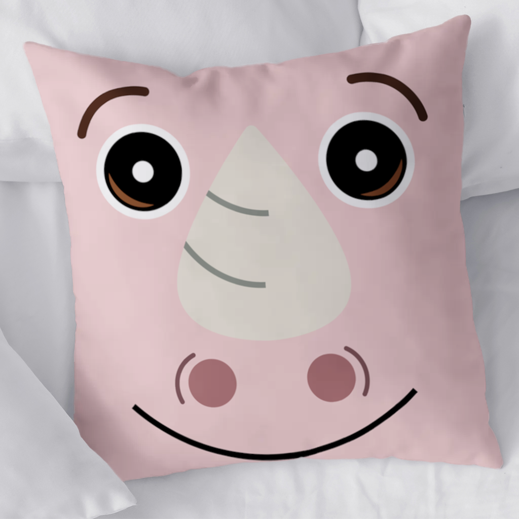 Teddy Bear Pooli-Cute Pink Rhino Gogo Face Decorative pillow cover