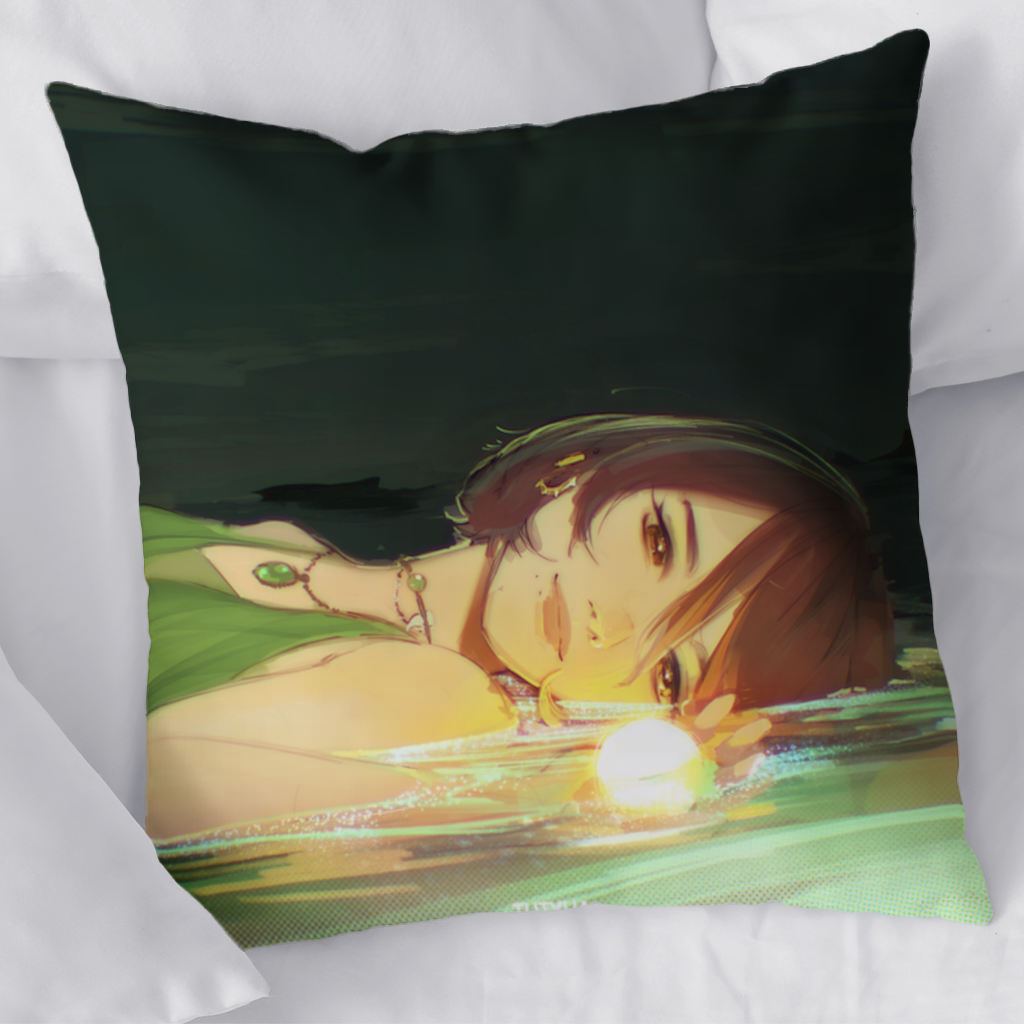 Sunset Glow Anime Girl Illustration Decorative pillow cover