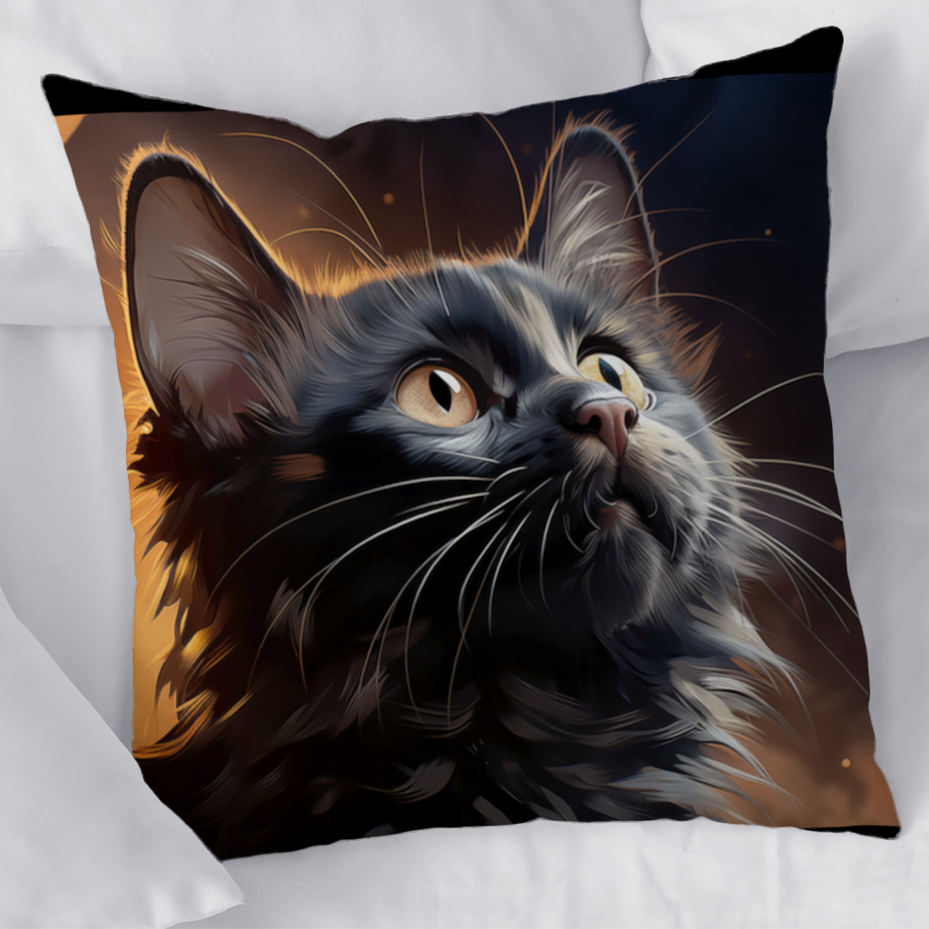 Black Cat Digital Art Decorative pillow cover