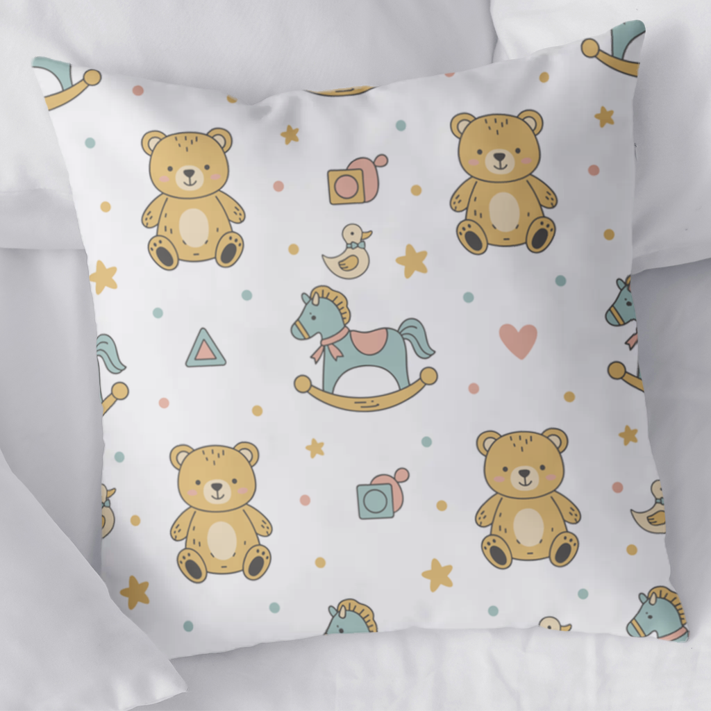 Cute Toy Pattern Kids Background Decorative pillow cover