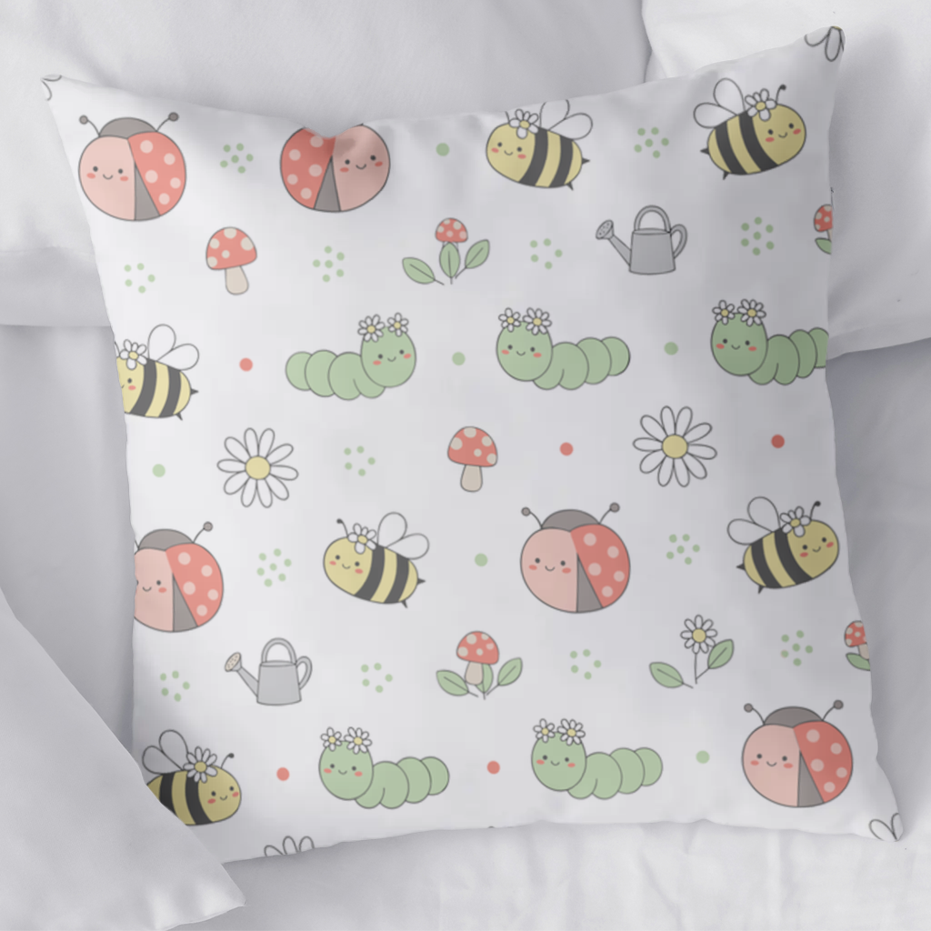 Cute Garden Bugs Pattern Decorative pillow cover